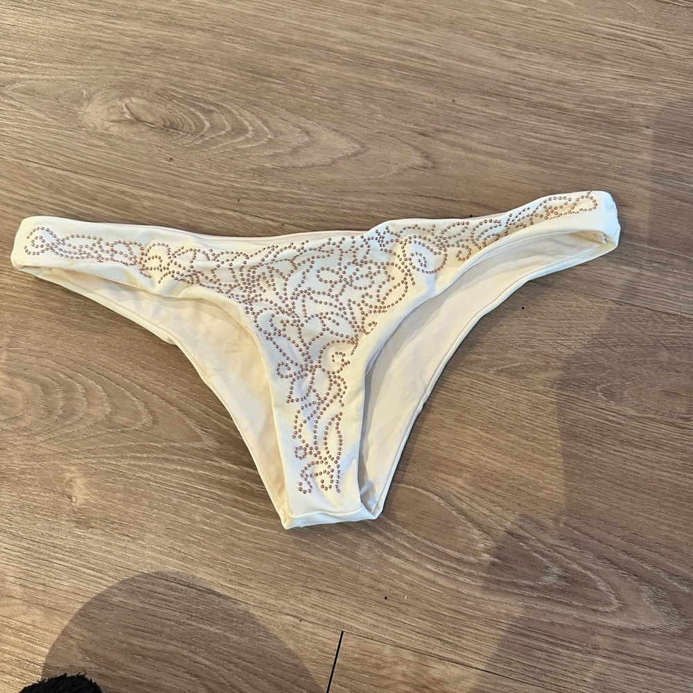 Beach Riot White Embellished Bikini Bottom